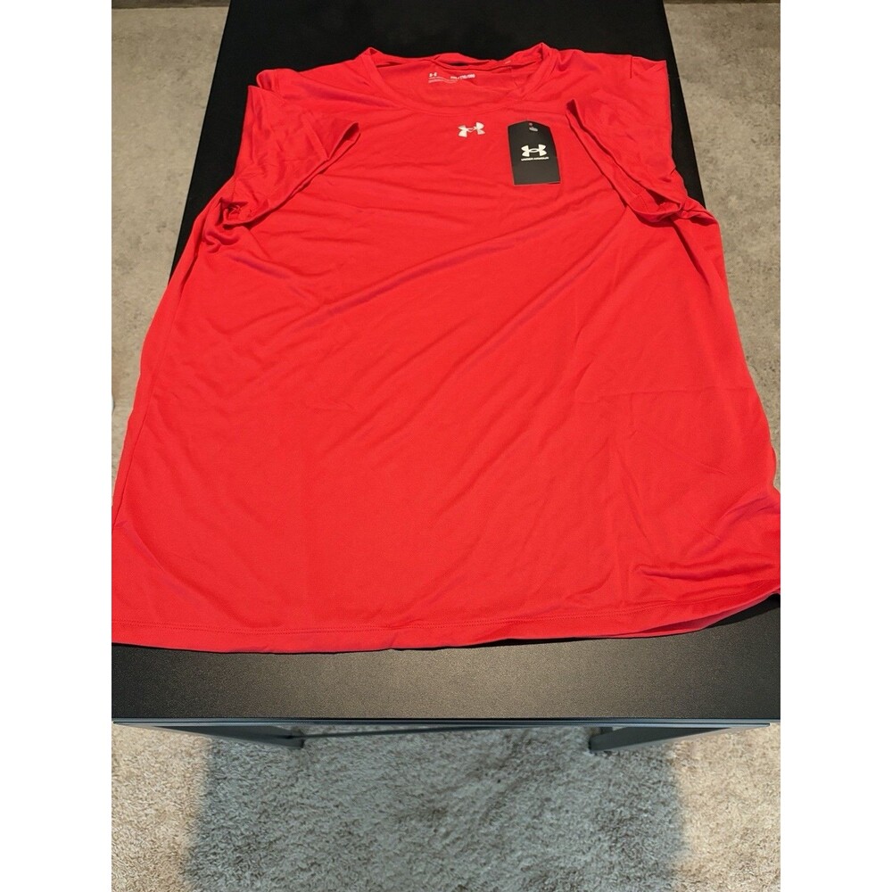 Under Armour Womens XXL Red Loose Fit Athletic Keyhole T Shirt NWT 1365150